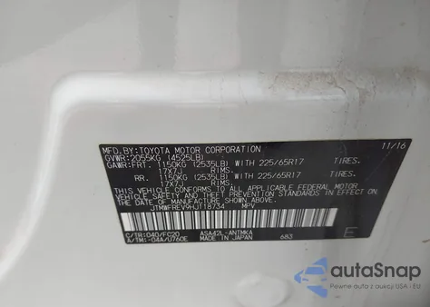 2017 Toyota Rav4 Xle из США, поврежденный, VIN JTMWFREV9HJ118734